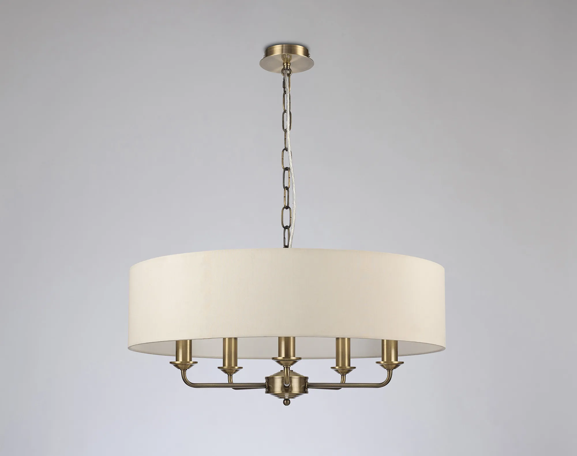 Banyan 60cm 5 Light Pendant Antique Brass, Ivory Pearl DK0037  Deco Banyan AB IV